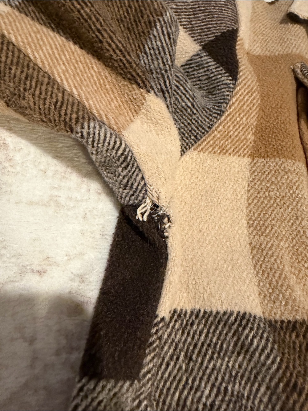 Brown Beige Plaid Oversized Shacket Women’s Large - Picture 4 of 8